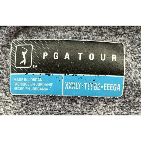 PGA Tour Men's Polo Shirt 3XLT Black/Gray Striped Short Sleeve Collared Golf - Picture 5 of 5